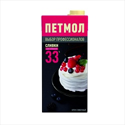 Сливки "Петмол" 33% 1 л