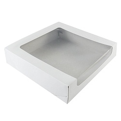 Коробка для зефира 22 см*22 см*6 см квадратная белая